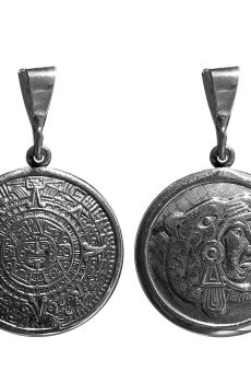DIJE DOBLE VISTA CIRCULAR CALENDARIO AZTECA CON JAGUAR